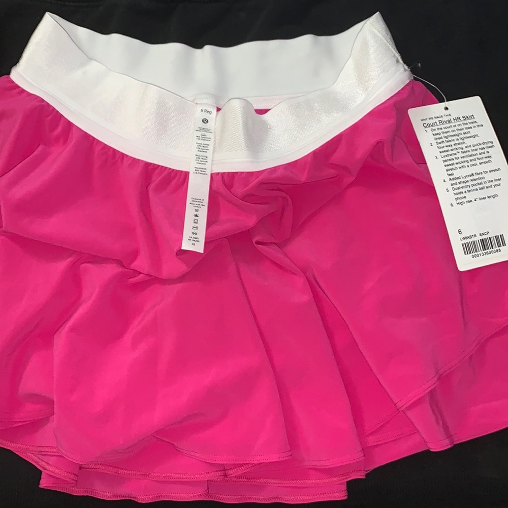 COPY - court rival high rise sonic pink lululemon skirt size 6